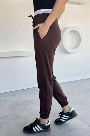 Kadın Bel Baskılı Paça Ve Bel Lastikli Çimalı Eşofman Altı