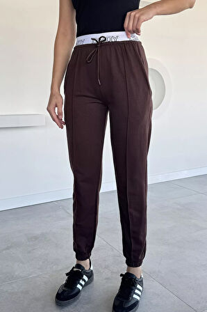 Kadın Bel Baskılı Paça Ve Bel Lastikli Çimalı Eşofman Altı