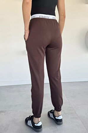 Kadın Bel Baskılı Paça Ve Bel Lastikli Çimalı Eşofman Altı