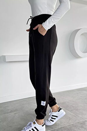 Kadın Amblem Detaylı Bel Ve Paça Lastikli Eşofman Altı