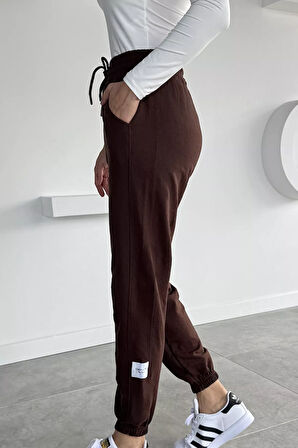 Kadın Amblem Detaylı Bel Ve Paça Lastikli Eşofman Altı