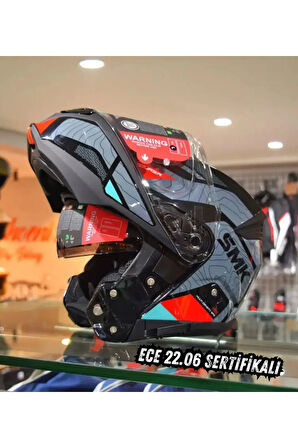 Gullwing Navigator Kırmızı Çeneden Açılır Kask (ECE 22.06) (Fit Kalıp)