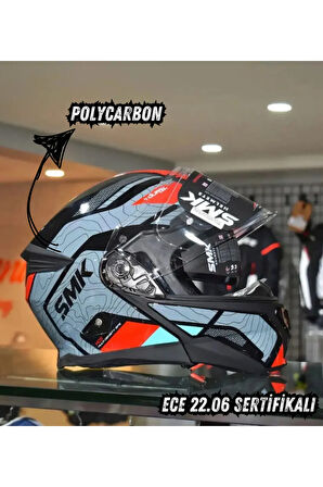 Gullwing Navigator Kırmızı Çeneden Açılır Kask (ECE 22.06) (Fit Kalıp)