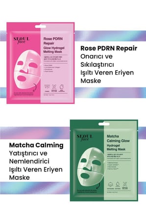 Dermal Rose Gül Nemlendirici Eriyen Maske ve Matcha Eriyen Glow Maske Set 