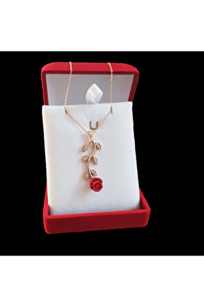 Modahilye 925 Ayar Gümüş Gül Tasarım Rozegold Renk Kolye