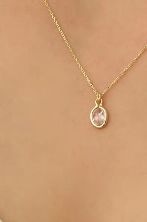 925 Ayar Gümüş Beyaz Taşlı Damla Kolye