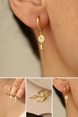 925 Ayar Gümüş Anahtarlı Küpe