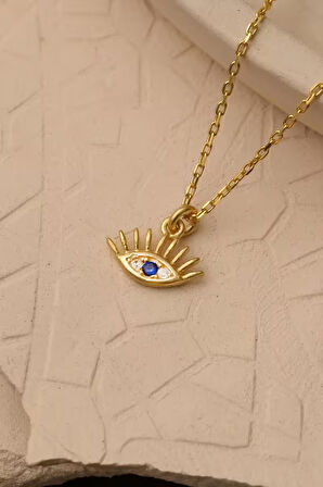 925 Ayar Gümüş Oval Göz Nazarlı Kolye