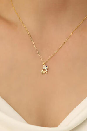 925 Ayar Gümüş Zirkon Taş Detaylı Balık Kolye