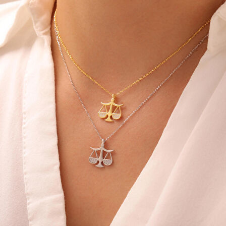 925 Ayar Gümüş Terazi Figürlü Hukukçu Kolyesi (Gümüş)