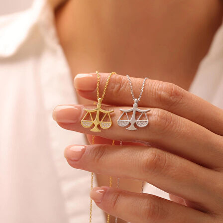 925 Ayar Gümüş Terazi Figürlü Hukukçu Kolyesi (Gümüş)