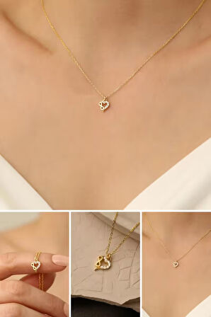 925 Ayar Gümüş Sonsuzluk Detaylı Minimal Kalp Kolye