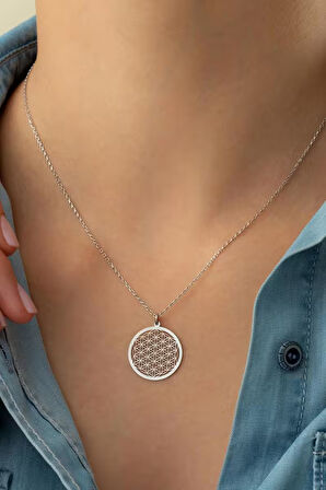 925 Ayar Gümüş Yaşam Çiçeği Kolye