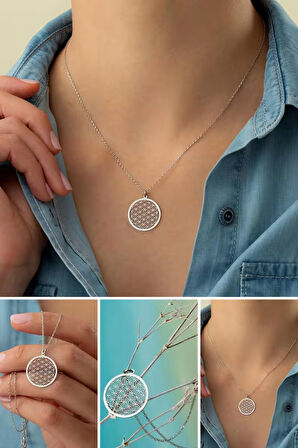 925 Ayar Gümüş Yaşam Çiçeği Kolye