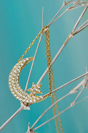 925 Ayar Gümüş Ay Yıldız Kolye