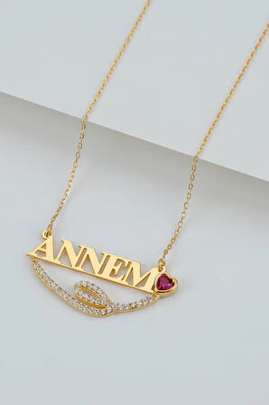 925 Ayar Gümüş Kalpli Annem Kolye