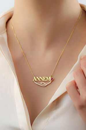 925 Ayar Gümüş Kalpli Annem Kolye