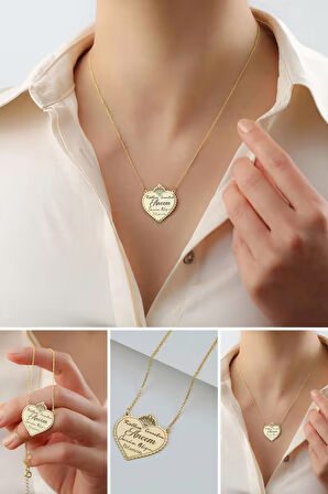 925 Ayar Gümüş Kalp Şeklinde Annem Kolyesi