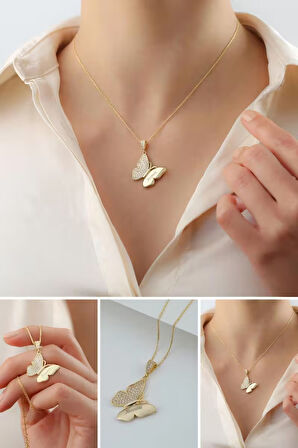 925 Ayar Gümüş Annem - Kelebek Kolye