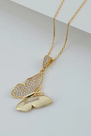 925 Ayar Gümüş Annem - Kelebek Kolye