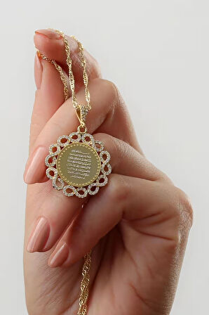 925 Ayar Gümüş Ayetel Kürsi Plaka Kolye