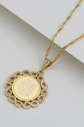 925 Ayar Gümüş Ayetel Kürsi Plaka Kolye