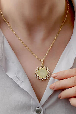 925 Ayar Gümüş Ayetel Kürsi Plaka Kolye