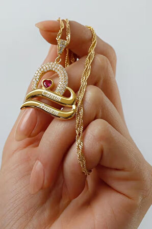 925 Ayar Gümüş İsimli Çift Şeritli Kalp Kolye