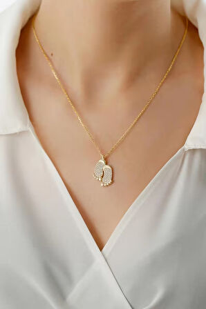 925 Ayar Gümüş Zirkon Taşlı Ayak İzi Kolye