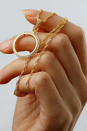 925 Ayar Gümüş Çeyrek Altın Kolye