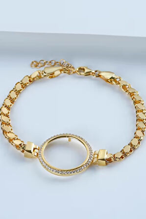 925 Ayar Gümüş Çeyrek Altın İçin Pullu Zincir Bileklik