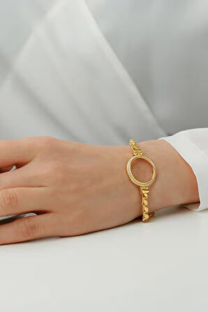 925 Ayar Gümüş Çeyrek Altın İçin Pullu Zincir Bileklik