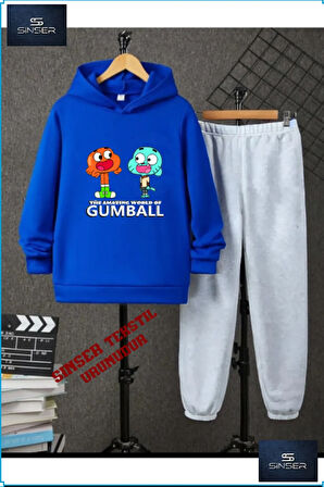 Kapşonlu Çocuk “GUMBALL SYH-BYZ YAZILI” Baskılı Eşofman Takımı