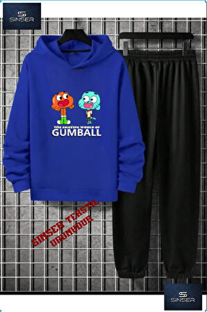Kapşonlu Çocuk “GUMBALL SYH-BYZ YAZILI” Baskılı Eşofman Takımı