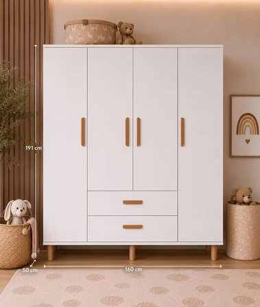 Afilli Mobilya Güneş Bohem 4 Kapaklı Gardrop Tamamı Mdf