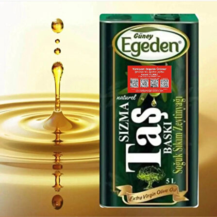 Egeden 5 Lt 0.3 Asit Naturel Sızma Soğuk Sıkım Taş Baskı Zeytinyağı