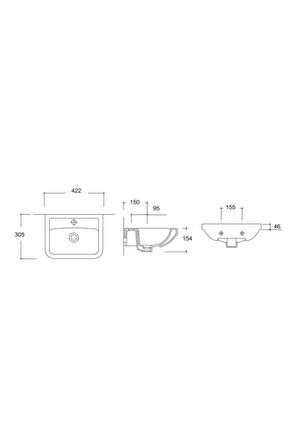 Güral Vit Puzzle Lavabo Lavabo 31 X 42 Cm