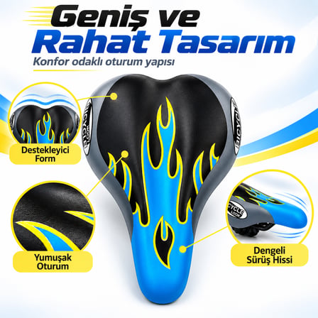 Alev Desenli Sportif Bisiklet Selesi - Ergonomik Yumuşak Dolgulu Rahat Bisiklet Koltuğu