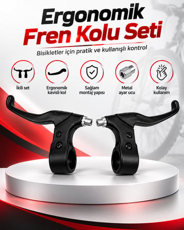 Ergonomik Bisiklet Fren Kolu Seti - Metal Ayar Uçlu Sağ/Sol Uyumlu Bisiklet Fren Kolu