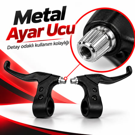 Ergonomik Bisiklet Fren Kolu Seti - Metal Ayar Uçlu Sağ/Sol Uyumlu Bisiklet Fren Kolu