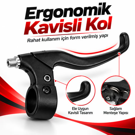 Ergonomik Bisiklet Fren Kolu Seti - Metal Ayar Uçlu Sağ/Sol Uyumlu Bisiklet Fren Kolu