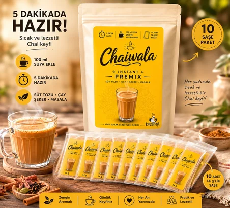 BHARAT BY CHAIWALA INSTANT PREMIX 5 DK DA HAZIR MASALA ÇAYI - 14G * 10 PAKET