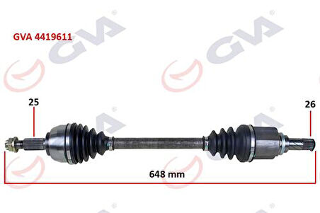 GVA 4419611 Komple Aks Sol Dacia Dokker 1.5 DCI 12-648mm 391011406R