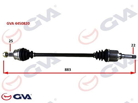 GVA 4450820 Komple Aks Sağ Bipper 1.4 HDI 07 883mm 3273.TC
