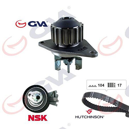 GVA 59WPK4313 Devirdaimlı Eksantrik Gergi Kiti 104X170 206-207-306-307-Bipper-Partner-Berlingo-C2-Nemo-Fiorino 1.4 9400831869
