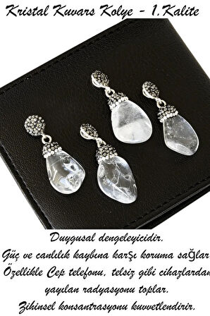 Sertifikalı 1.Kalite Zirkon Taşlı Ham Kristal Kuvars Taşı Kolye (Brezilya)