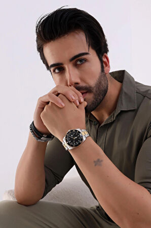 Limited Edition Altın/Gümüş Takvimli Erkek Kol Saati