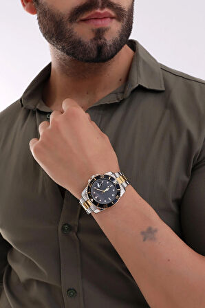 Limited Edition Altın/Gümüş Takvimli Erkek Kol Saati