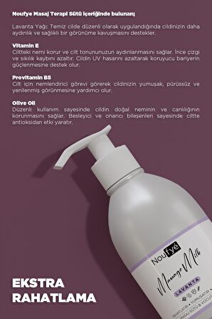 Noufye Lavanta Yağı Rahatlatıcı ve Nemlendirici Masaj Sütü & Vücut Kremi, Masaj Yağı 250 ml