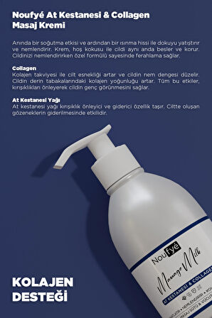 Noufye At Kestanesi & Collagen 4x4 Etkili Etkili Masaj Sütü & Vücut Kremi 250 ml